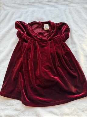 GAP Girls Velvet Dress in Burgundy